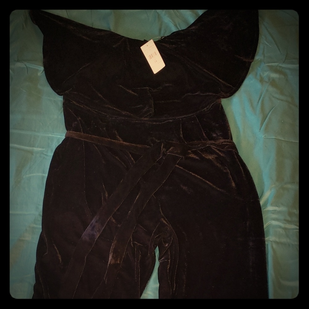 Fashionova Black Velvet Pants Jumpsuit 3x